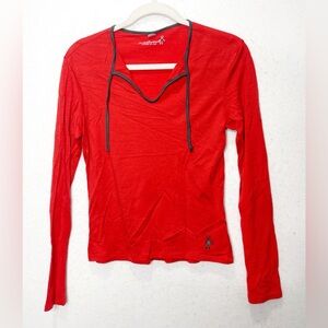 Smartwool Women's 100% Merino Wool Long Sleeve Lightweight Base Layer Red Orange